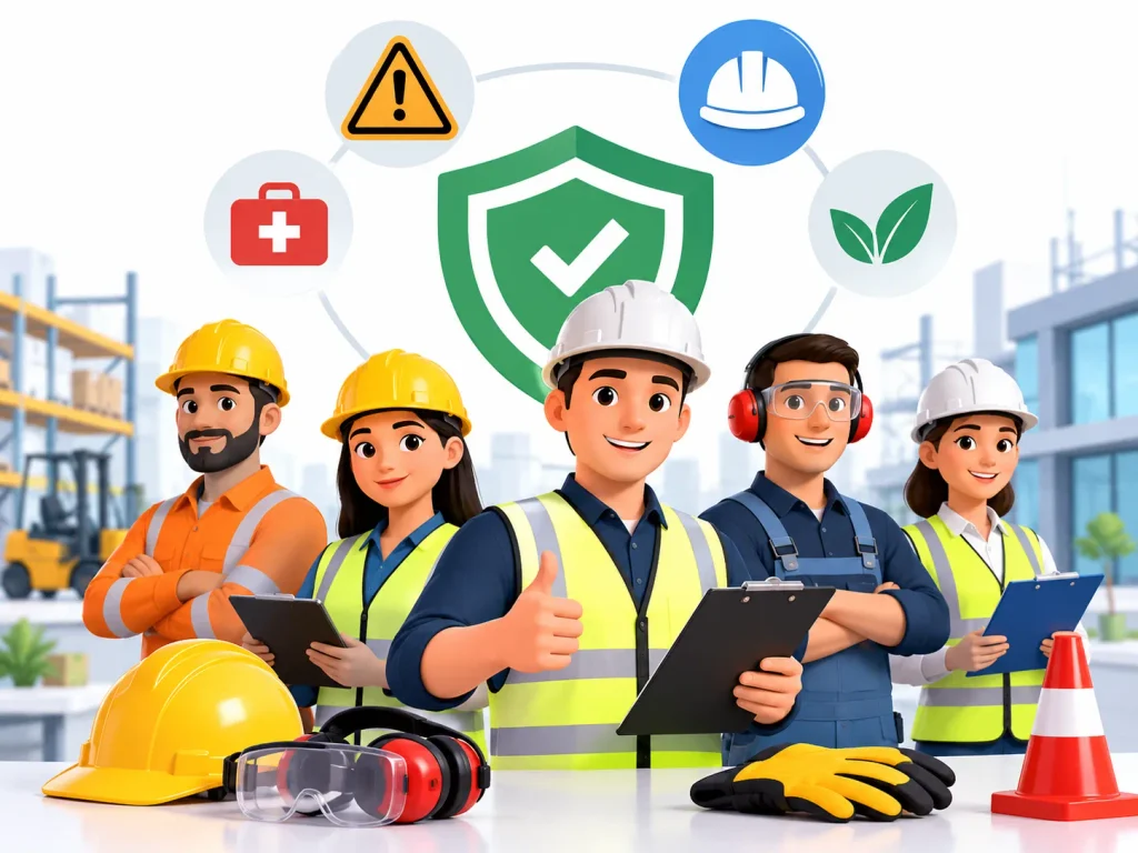 Workplace Safety Team with Protective Gear