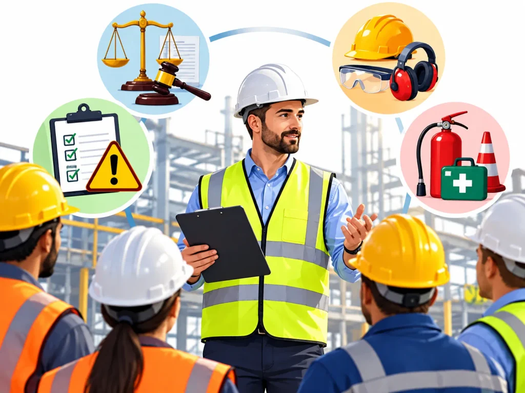 Construction Safety Briefing with Safety Icons