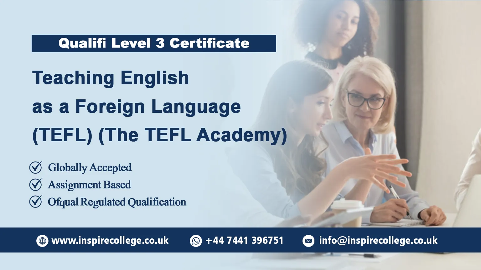 Qualifi Level 3 Certificate in Teaching English as a Foreign Language (TEFL)