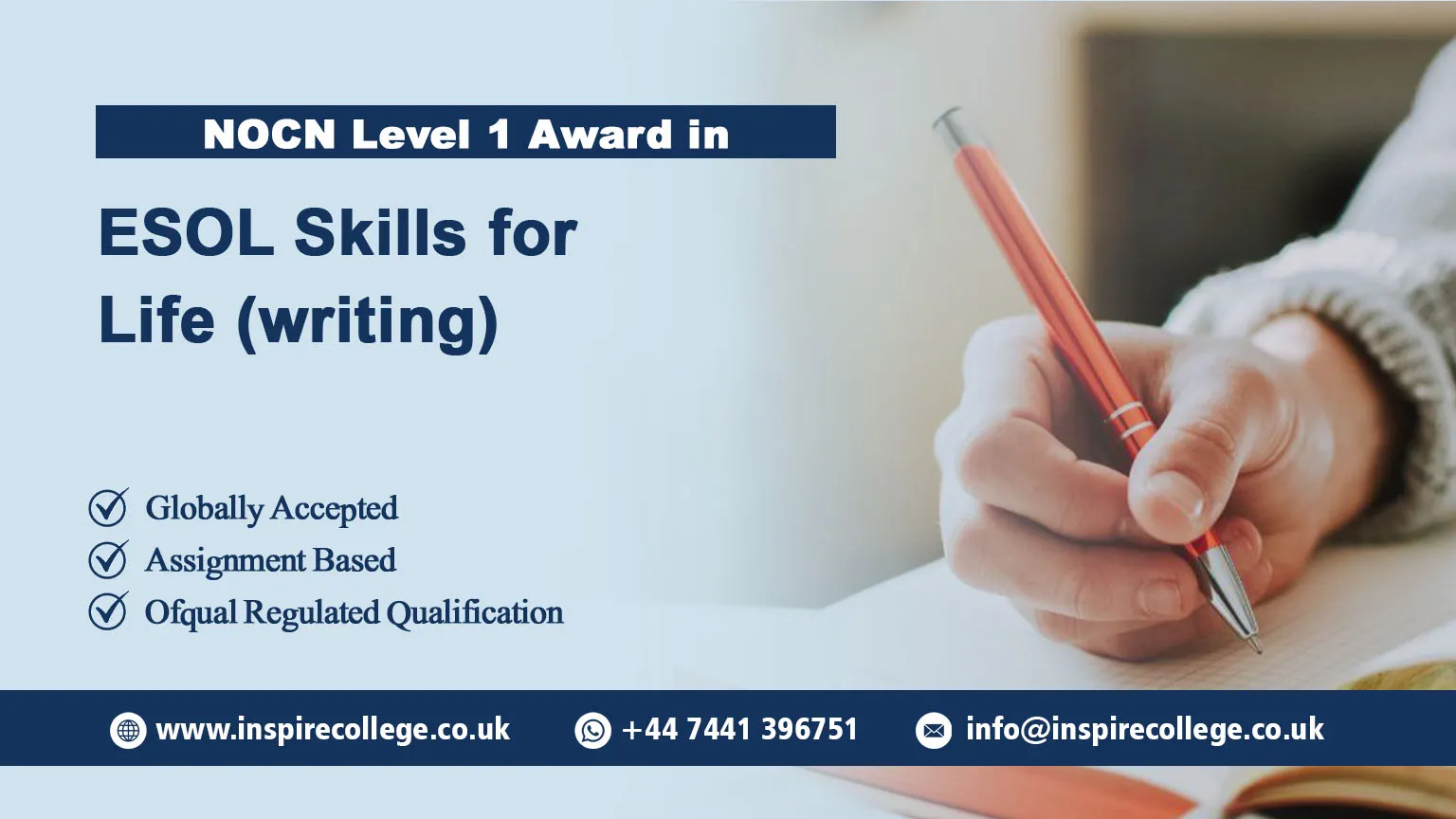 NOCN Level 1 Award in ESOL Skills for Life (writing)