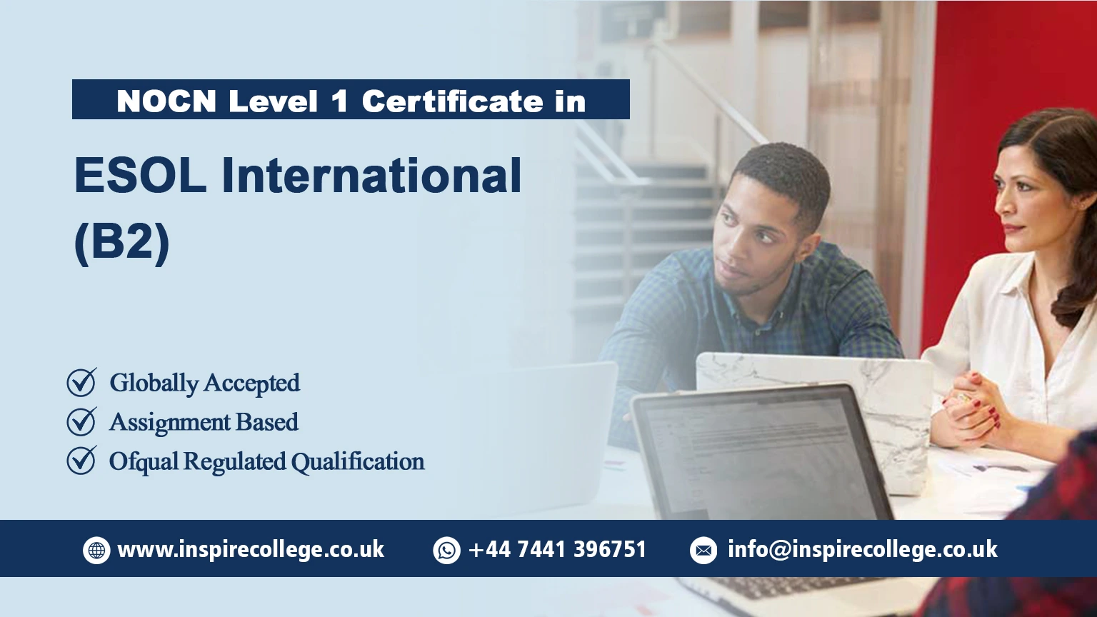 NOCN Level 1 Certificate in ESOL International (B2)