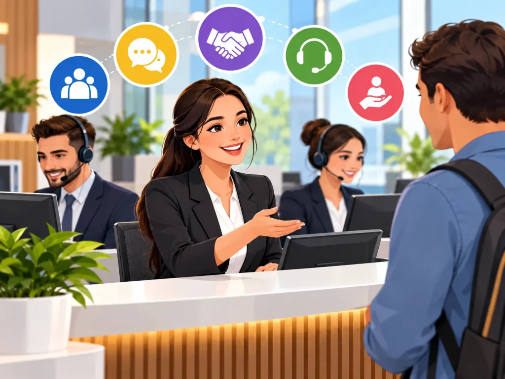 Friendly Reception Teamwork Scene