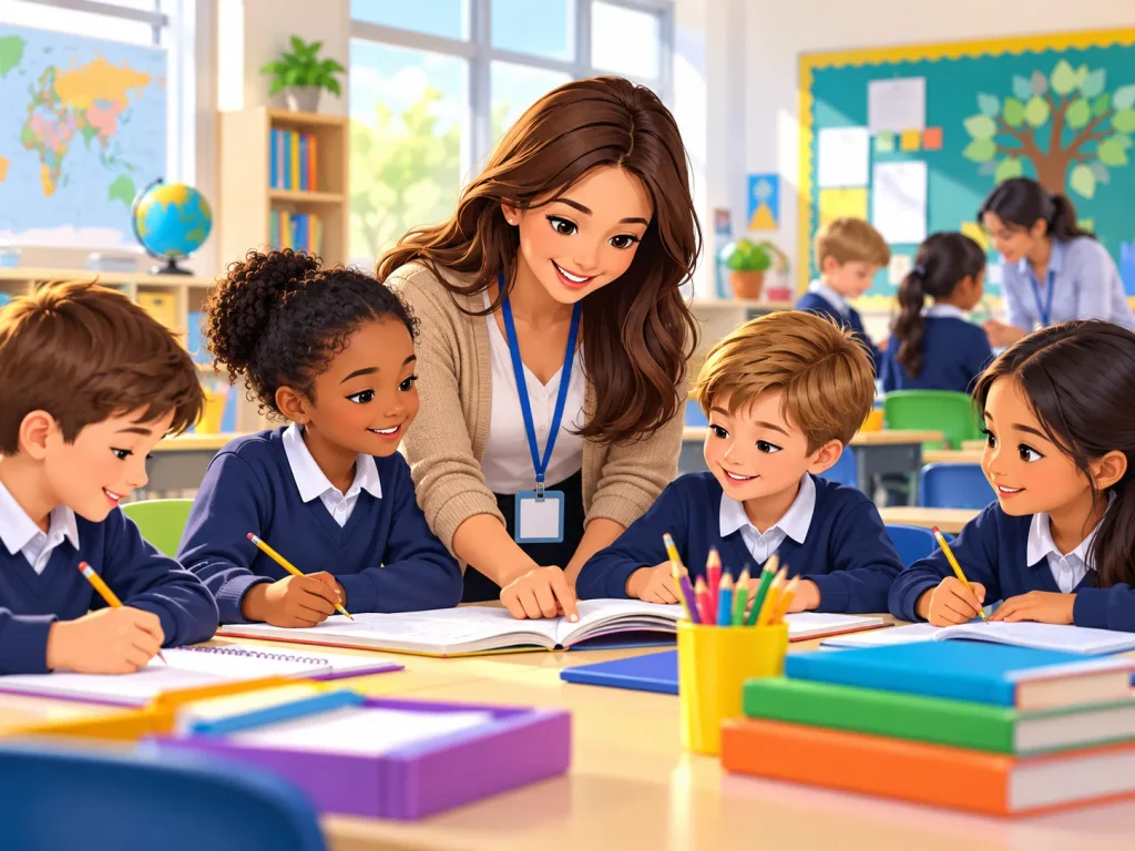 Teacher Guiding Young Learners