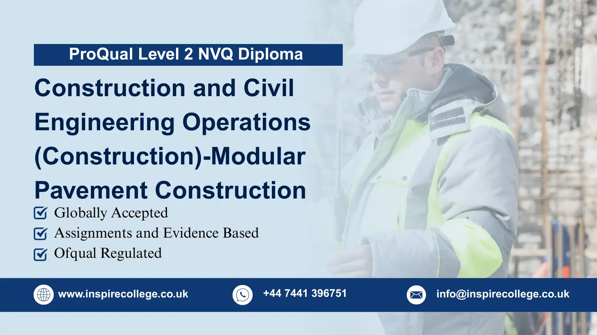 ProQual Level 2 NVQ Diploma in Construction and Civil Engineering Operations (Construction)-Modular Pavement Construction 1 ProQual Level 2 NVQ Diploma in Construction and Civil Engineering Operations (Construction)-Modular Pavement Construction