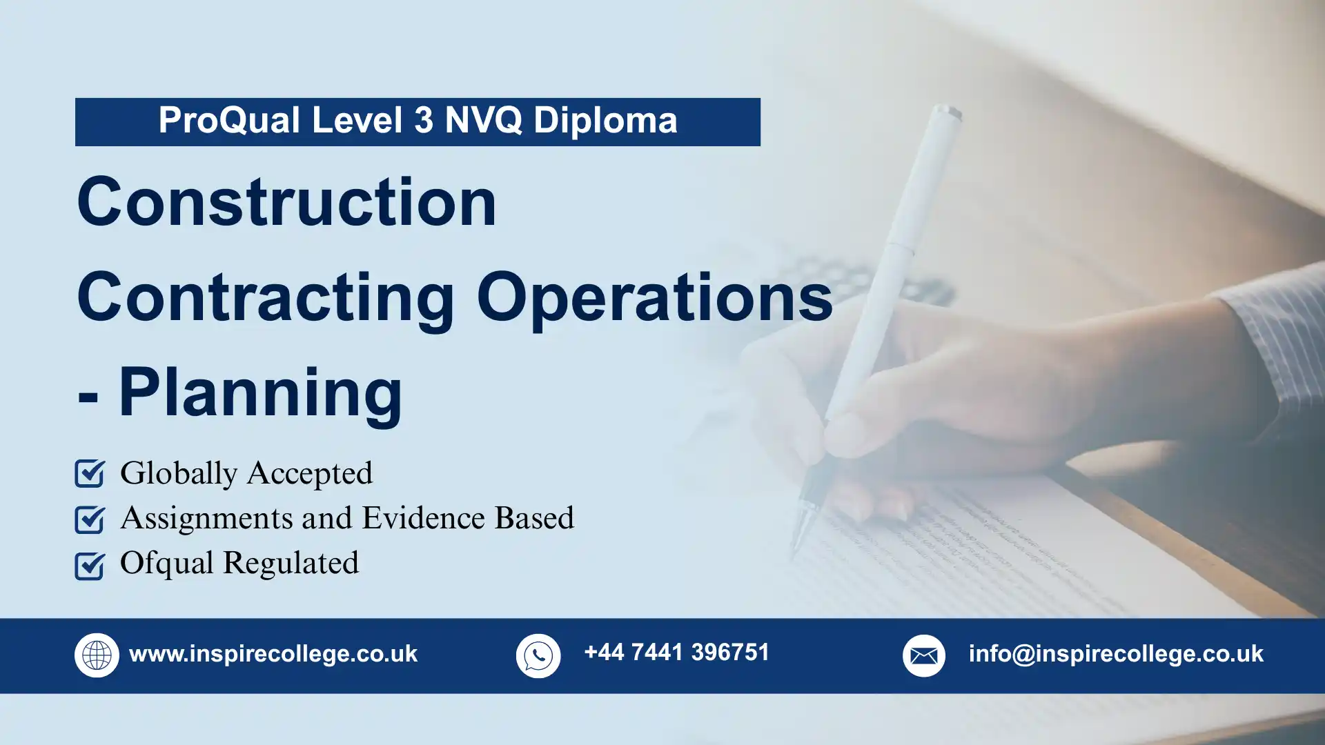 ProQual Level 3 NVQ Diploma in Construction Contracting Operations - Planning