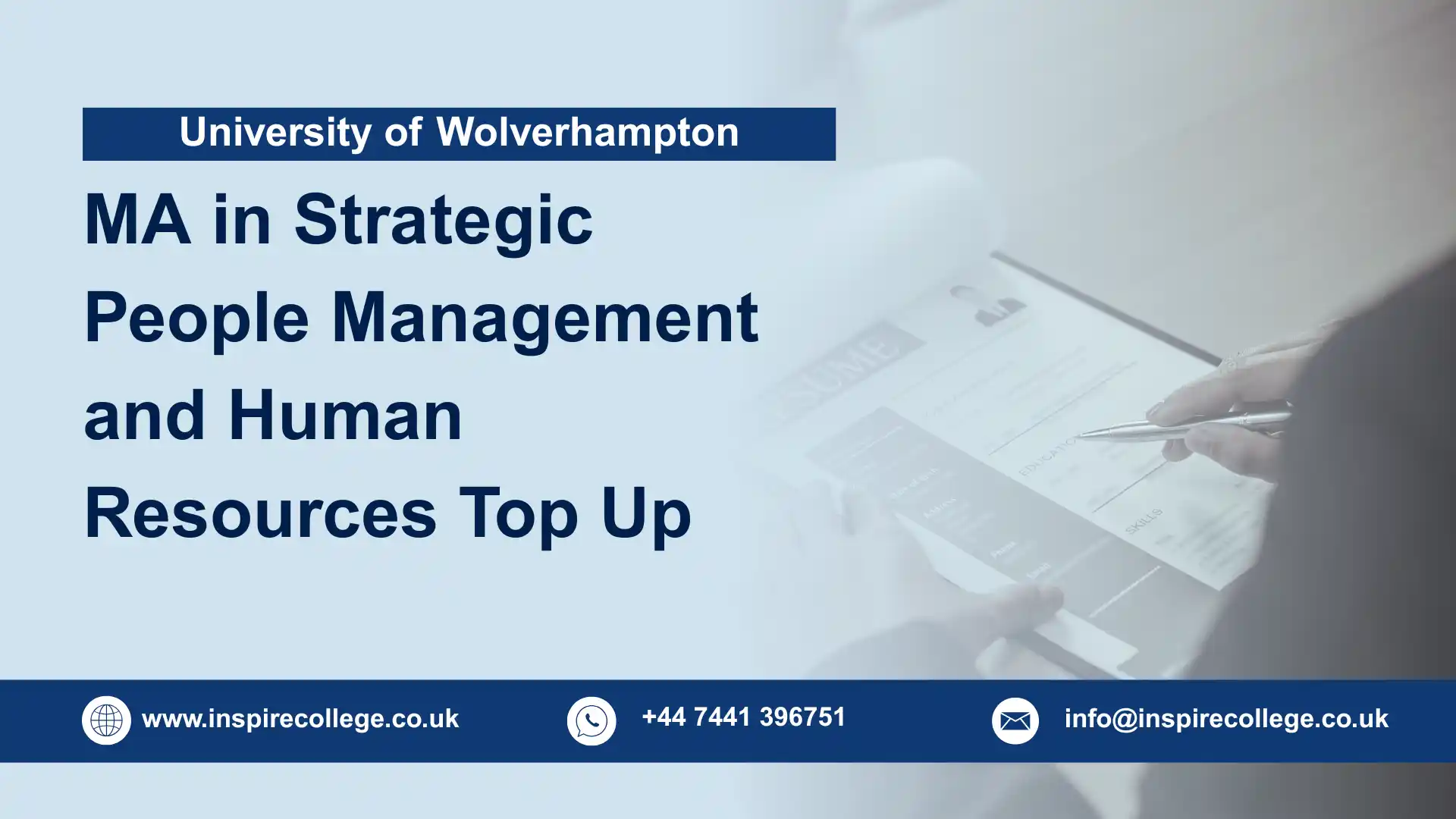 University of Wolverhampton MA in Strategic People Management and Human Resources Top Up