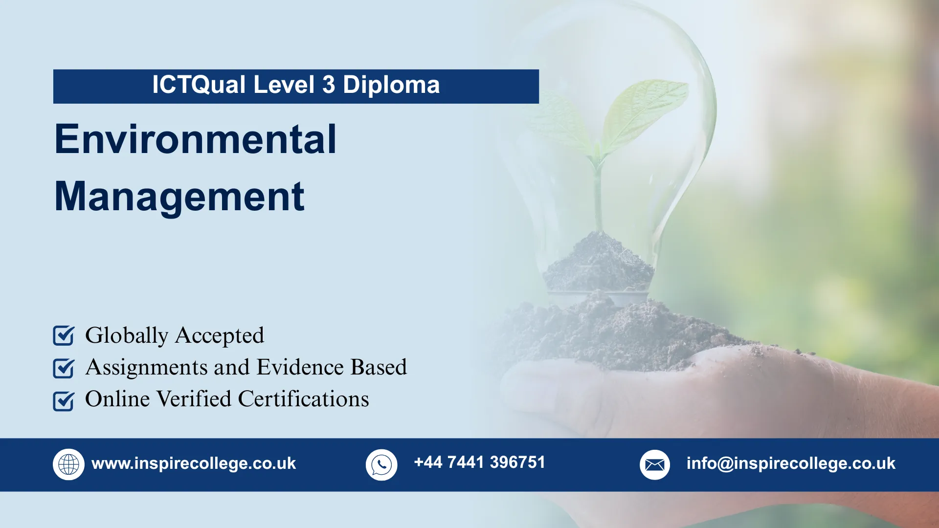 ICTQual Level 3 Diploma In Environmental Management 1 ICTQual Level 3 Diploma In Environmental Management
