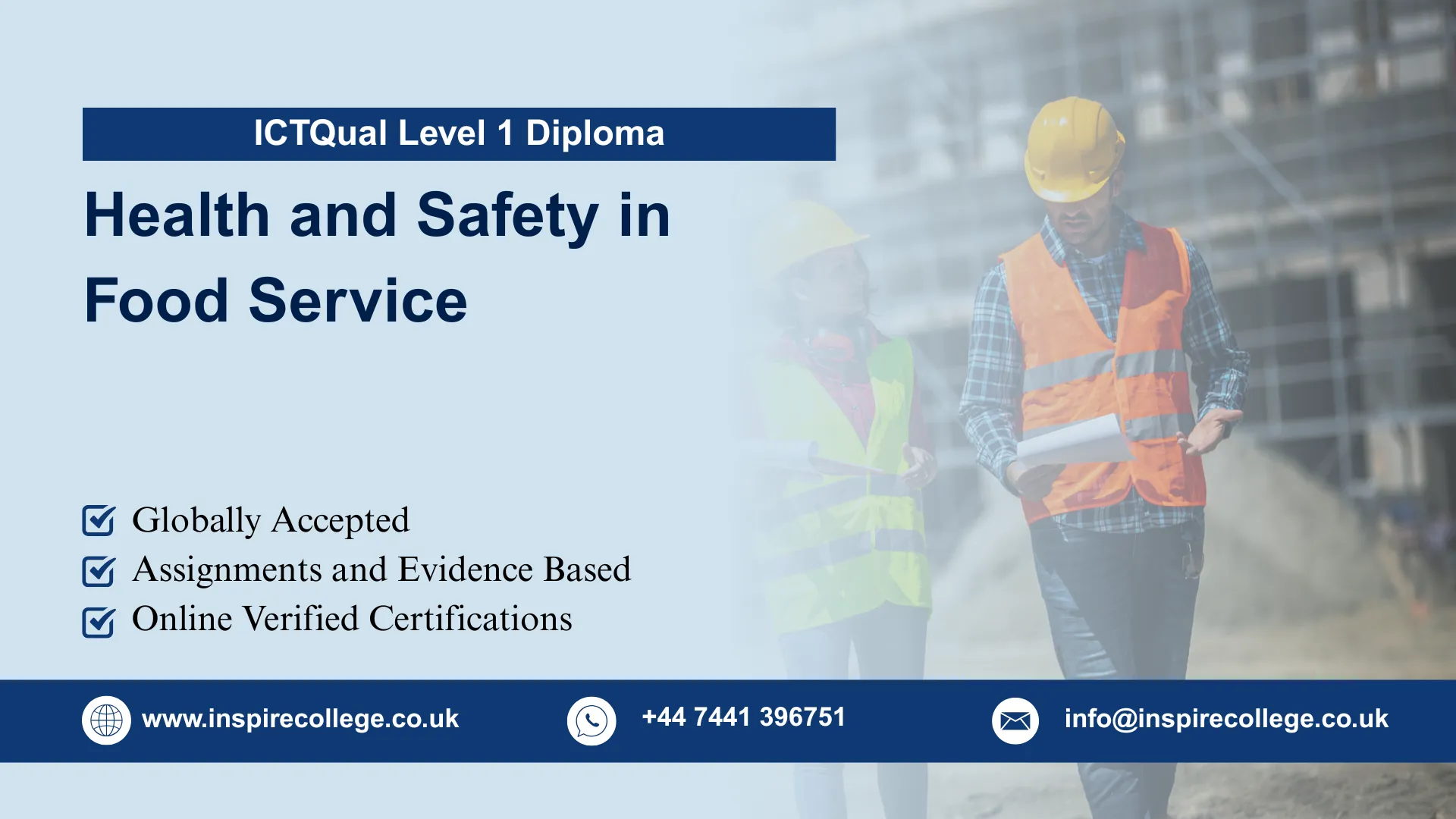 ICTQual Level 1 Diploma in Health and Safety in Food Service 1 ICTQual Level 1 Diploma in Health and Safety in Food Service