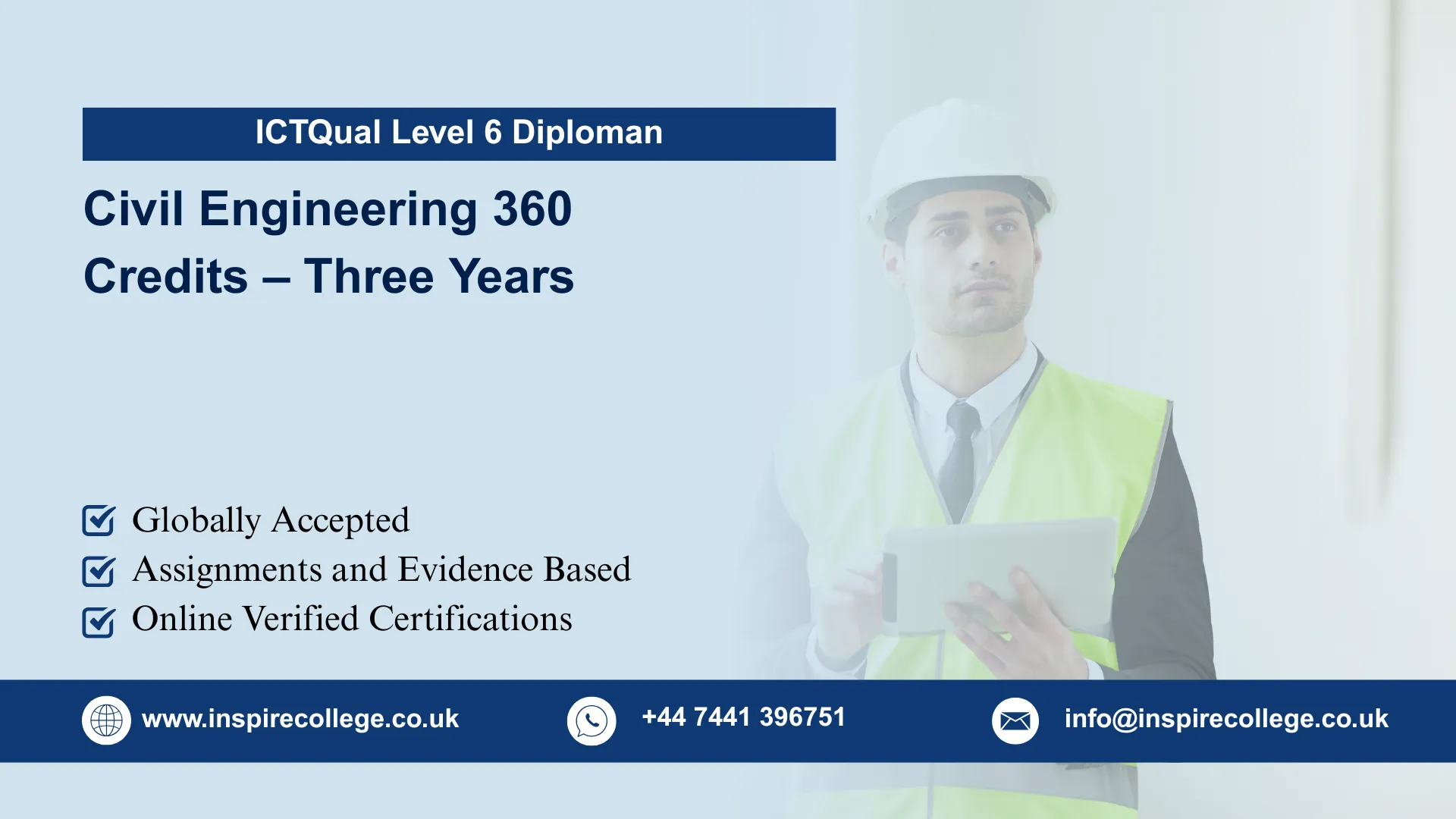 ICTQual Level 6 Diploma in Civil Engineering 360 Credits – Three Years