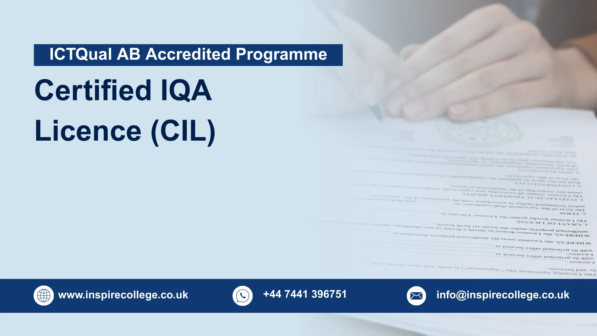 Iqa Operator ICTQual AB Accredited Certified IQA Licence (CIL)