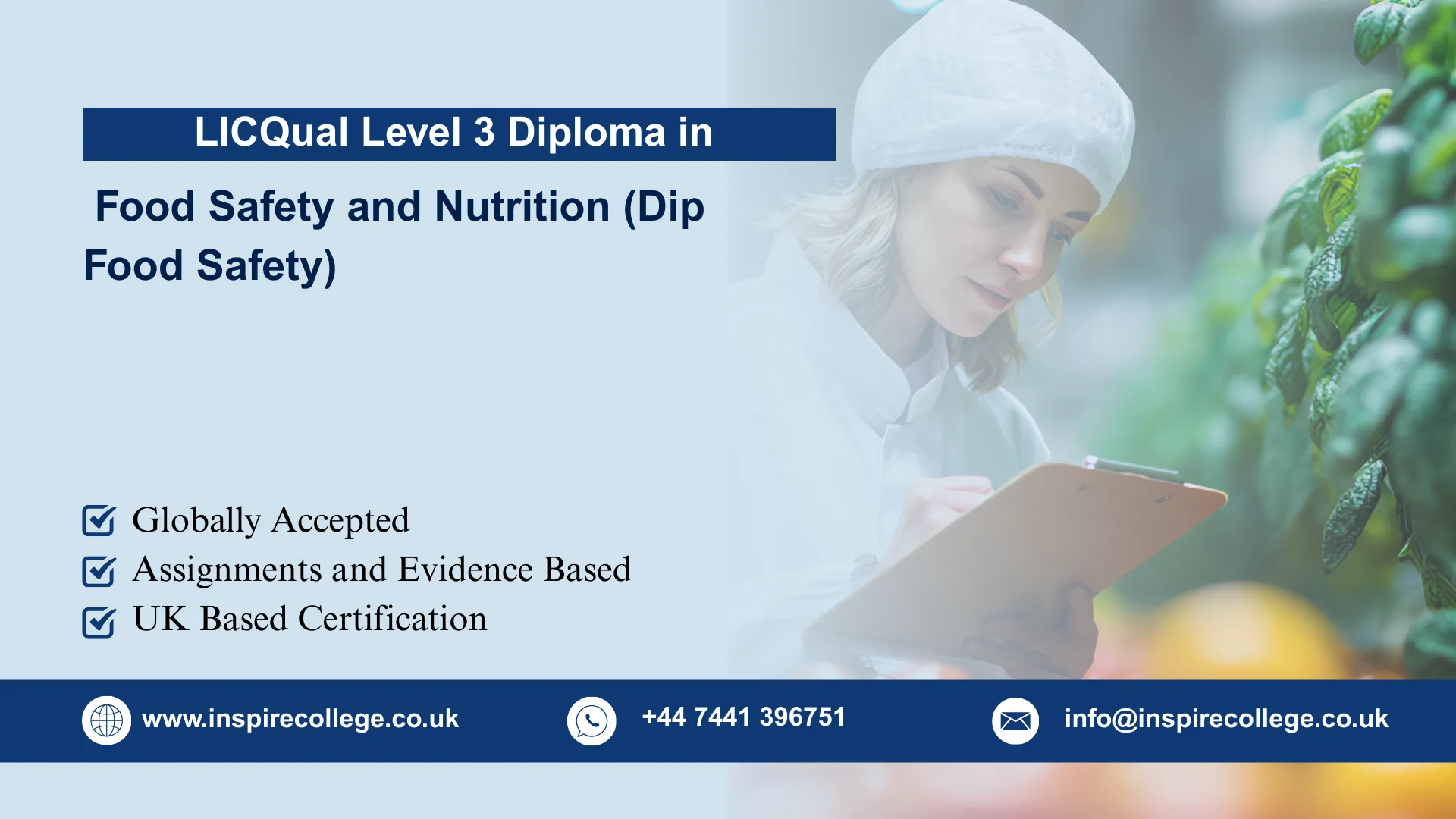 LICQual Level 3 Diploma in Food Safety and Nutrition (Dip Food Safety)