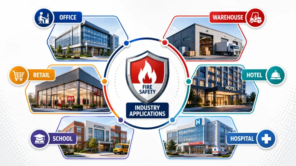 Fire safety industry applications infographic