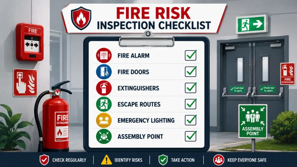 Fire safety inspection checklist infographic