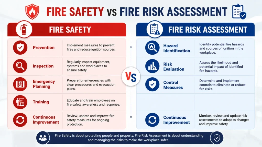 Fire safety vs fire risk assessment