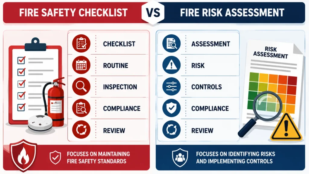 Fire safety vs risk assessment infographic