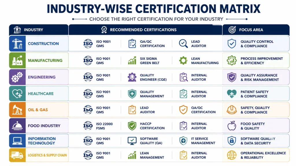 Industry Wise Certification Matrix