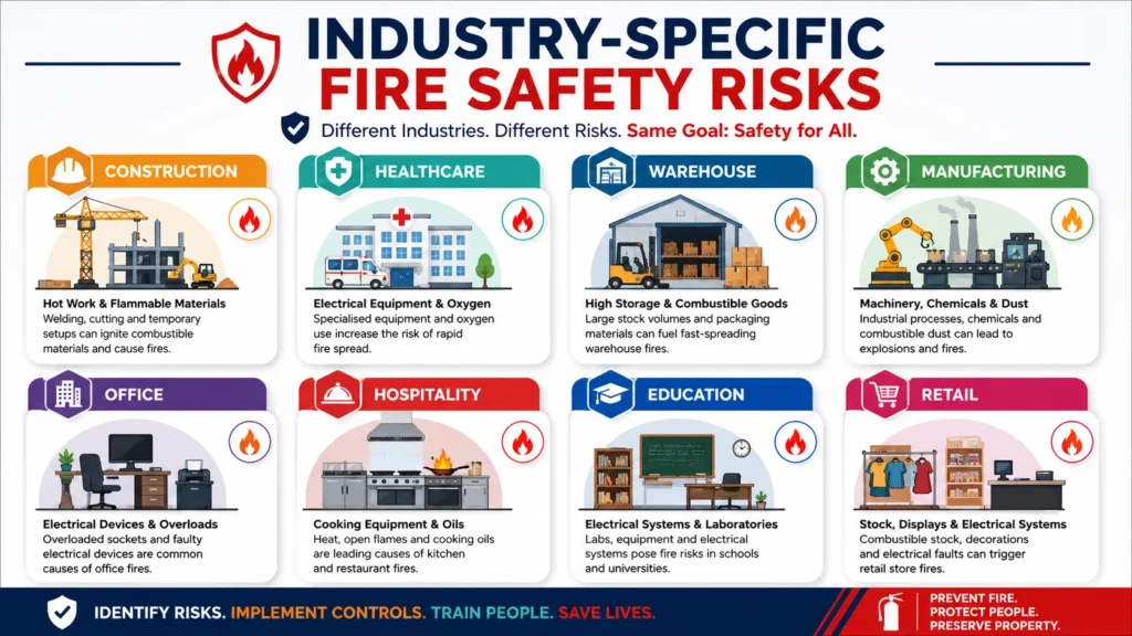 Industry specific fire safety risks infographic