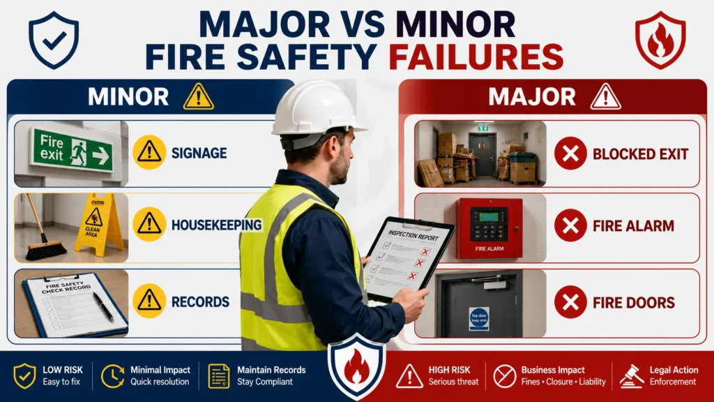 Major vs minor fire safety failures