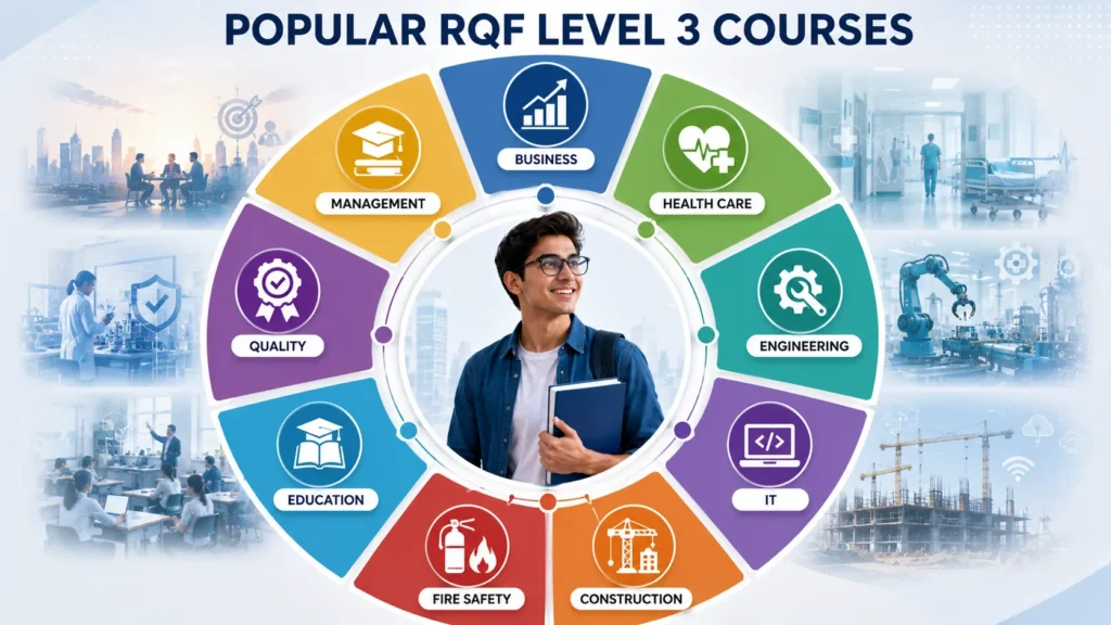 Popular RQF Level 3 courses infographic