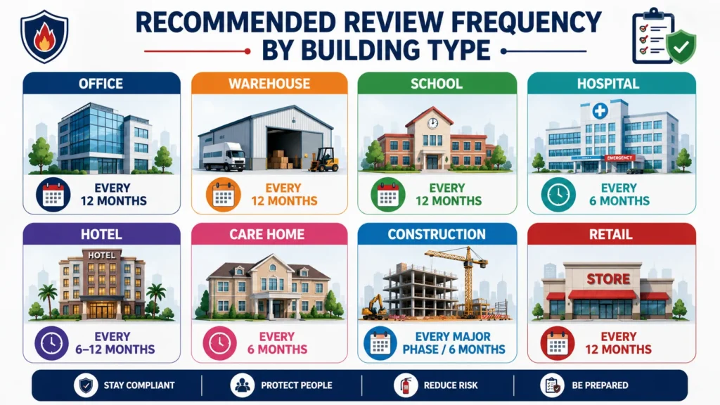 Recommended review frequency by building type