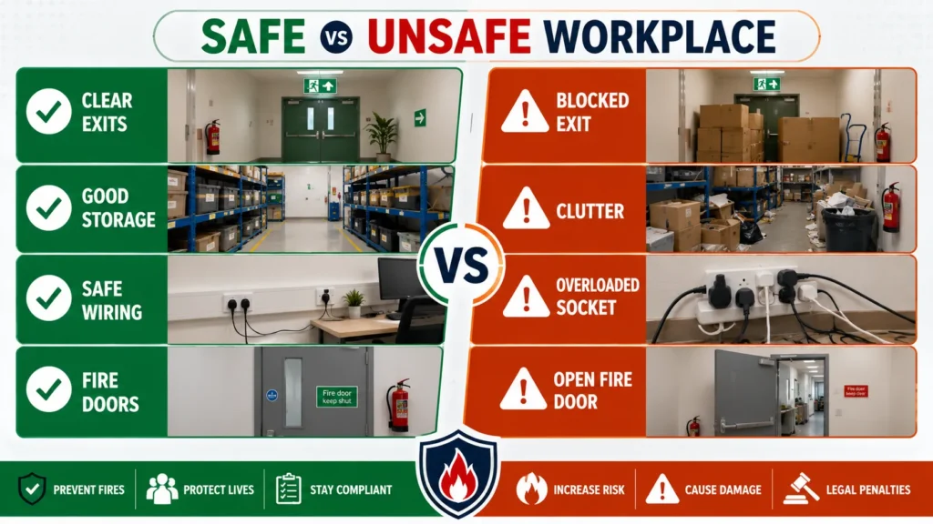 Safe vs unsafe workplace safety guide