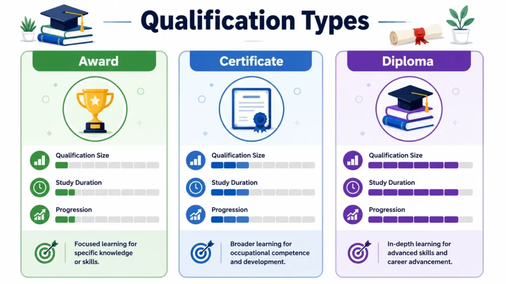 Types of qualifications Award Certificate Diploma