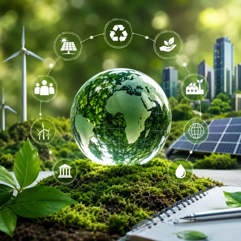 Sustainable Future Globe and Renewable Network