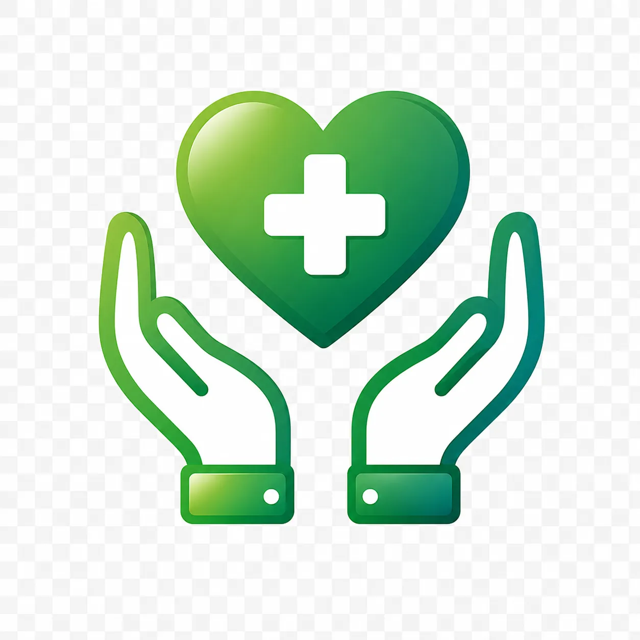 Glossy Green Heart in Caring Hands