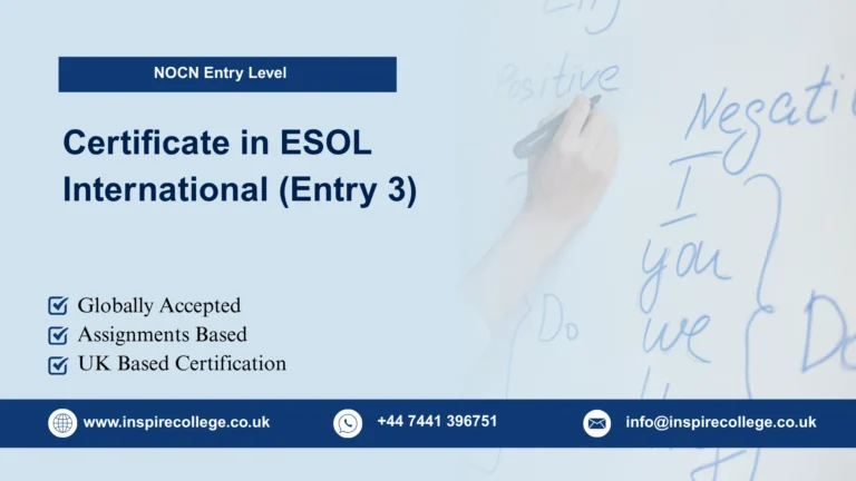 NOCN Entry Level Certificate in ESOL International (Entry 3)
